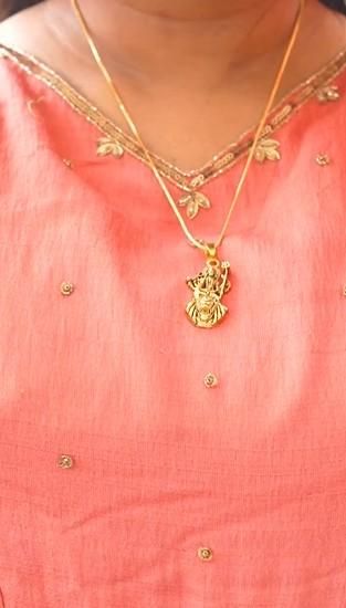 Gold Plated Ambe Mataji Pendant with Chain